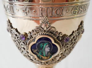 Solid silver gilt antique French Gothic Chalice.